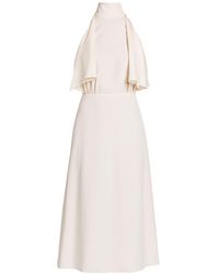 Prada Highneck Drape-side Midi Dress - White