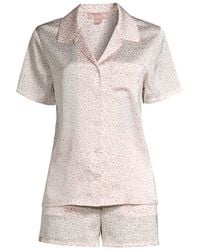 Barefoot Dreams Floral Print Satin Shorts Pajama Set - Pink