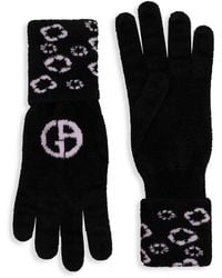 Giorgio Armani Runway Intarsia Logo Gloves - Black