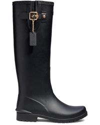 coach rain boots brown