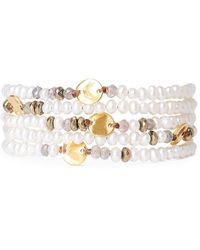 Chan Luu 18k Gold-plated Pearl & Multi-stone Wrap Bracelet - White