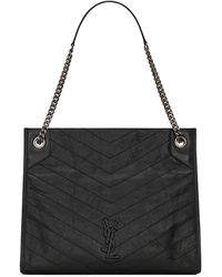 Saint Laurent Women's Niki Baby Chain Bag in Crinkled Vintage Leather - Nero One-Size