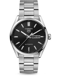 Tag Heuer Carrera Stainless Steel & Black Dial Day-date Automatic 41mm Bracelet Watch - Metallic