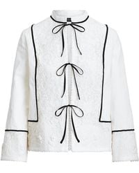 Lauren by Ralph Lauren Embroidered Linen Jacket in White - Lyst