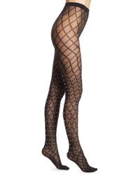 Wolford Pearl Net Tights - Black