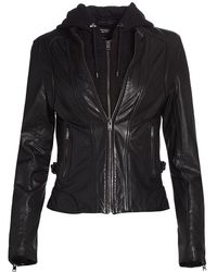 lamarque leather hooded jacket