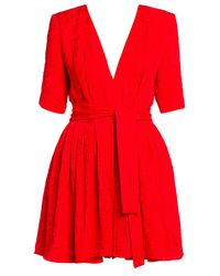 Stella McCartney Belted Silk Skort Romper - Red