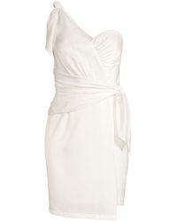 Aidan By Aidan Mattox Draped One-shoulder Mini Dress - White