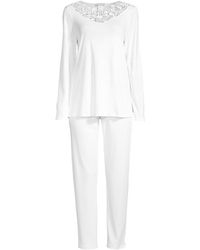 Hanro Hope Lace-trim 2-piece Pajama Set - White