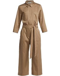 Womens Clothing Jumpsuits and rompers Full-length jumpsuits and rompers Max Mara S Brown Sateen Jumpsuit in Brown Bronze 