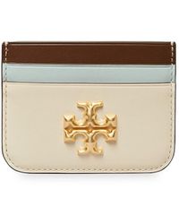 Tory Burch Eleanor Colorblocked Leather Card Case - White