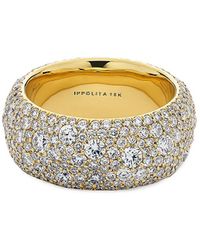 Ippolita Starburst 18k Gold & Diamond Organic Full Pavé Wide Band Ring - White