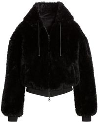 BLANC NOIR Reversible Faux Fur Hoodie - Black