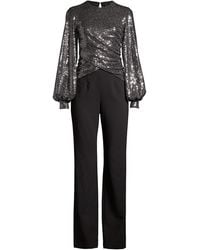 Black Halo Uno Two-piece Metallic Long-sleeve Jumpsuit - Black