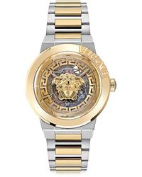 Versace Skeleton Dial Ion-plated Yellow Gold & Stainless Steel Bracelet Watch - Metallic