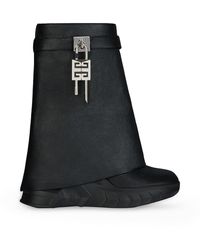Givenchy Shark Lock Biker Boots In Grained Leather in Black | Lyst