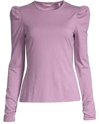 Rebecca Taylor Ruched Long-sleeve Top - Purple