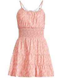 Peixoto Cotton Floral Tiered Dress - Pink
