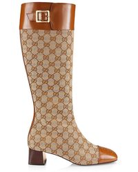 Gucci Women's Lisa Gg Canvas Over-the-knee Boots in Natural | Lyst