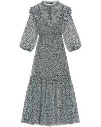 Maje Printed Chiffon Scarf Dress in Blue - Lyst