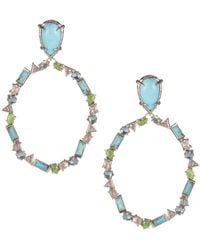 Alexis Bittar Fall 2017 Rocky Metal Oval Lucite Drop Clip-On Earrings