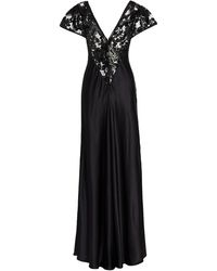 Rodarte Sequined Lace Silk Satin Gown - Black