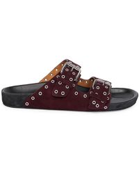 isabel marant grommet suede slide sandals