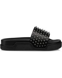 New Christian Louboutin Daddy Pool Donna Spiked Studded Flat Slide Sandal Shoes 37eu