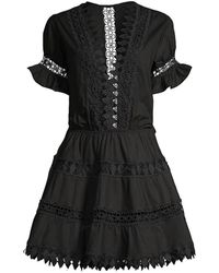 Peixoto Ora Embroidered Mini Dress - Black