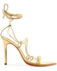 Schutz Adeline Crystal-embellished Metallic Lace-up Sandals | Lyst