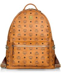 mcm men's logo coated canvas backpack