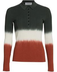 10 Crosby Derek Lam Lisel Rib-knit Long Sleeve Polo Shirt - Multicolor
