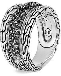 John Hardy - Classic Chain Sterling Silver, Black Sapphire & Black Spinel Ring - Lyst