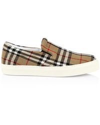 Burberry Thompson Check Canvas Loafers - Natural