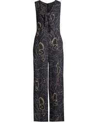 Lafayette 148 New York Adelphi Progressive-print V-neck Sleeveless Jumpsuit - Black