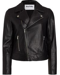 ENA PELLY Classic A2 Wool-lined Leather Jacket in Black Womens Clothing Jackets Leather jackets 