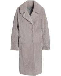 Maximilian Shearling Oversized Long Coat - Gray