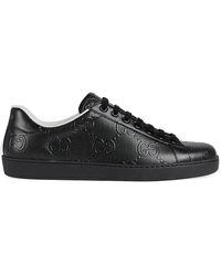 Gucci New Ace G Embossed Sneakers in Black for Men | Lyst