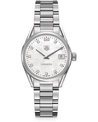 Tag Heuer Carrera 32mm Stainless Steel, Mother-of-pearl & Diamond Quartz Bracelet Watch - Metallic