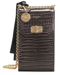 Givenchy Catena Snakeskin-embossed Leather Crossbody Phone Case - Gray