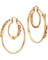 Versace - La Greca & Medusa Head Goldtone Double-hoop Earrings - Lyst