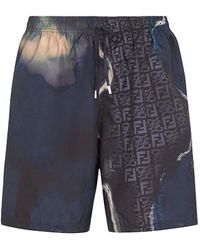 Fendi Synthetic Polyester Swimming Shorts Fe in Grey for Men Mens Clothing Beachwear Boardshorts and swim shorts 