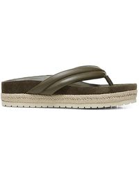 Vince Leather Forest Black Espadrille Thong Platform Slide Sandals - Lyst