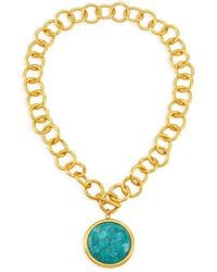 Nest 24k-gold-plated & Turquoise Pendant Necklace - Metallic