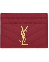 Authentic SAINT LAURENT YSL Cassandre Matelasse Card Case Red