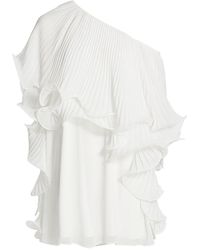 Badgley Mischka Crinkle One-shoulder Minidress - White