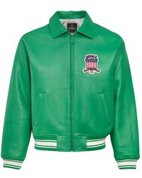 Avirex Bisons Green Varsity Leather Jacket Leather Jacket 