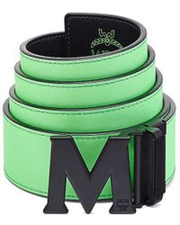 MCM Claus Reversible Leather Belt - Green