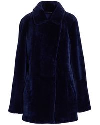Maximilian Shearling Topper Coat - Blue