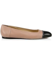 jimmy choo watson cap toe snakeskin embossed leather ballerina flats